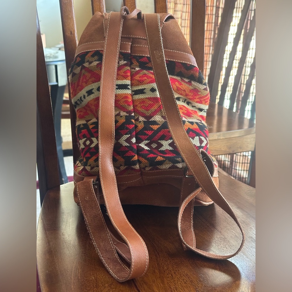 Verachi Southwestern Boho Backpack Aztec Print Suede Faux Leather Bag - Picture 4 of 11
